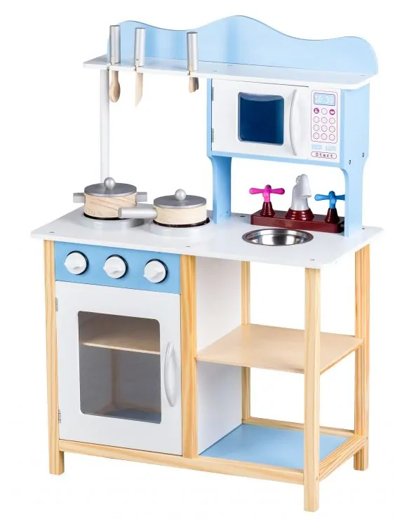 Dřevěná kuchyňka Ecotoys - modrá