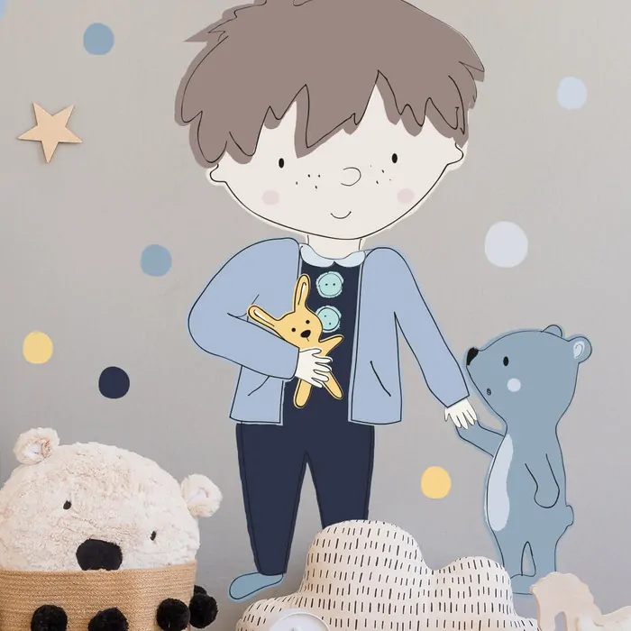 Samolepky na zeď - Teddy, světle modrý