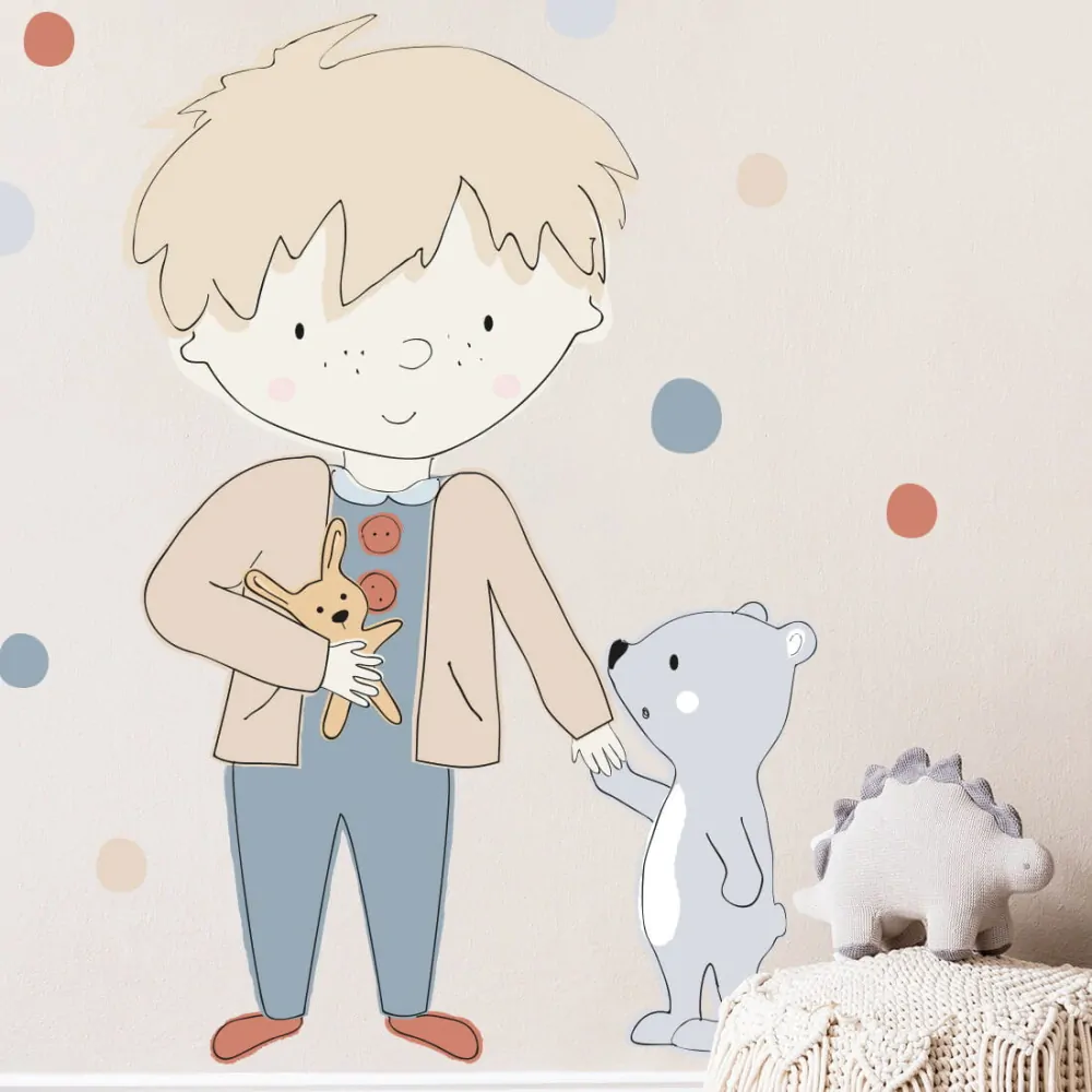 Samolepky na zeď - Teddy, šedý