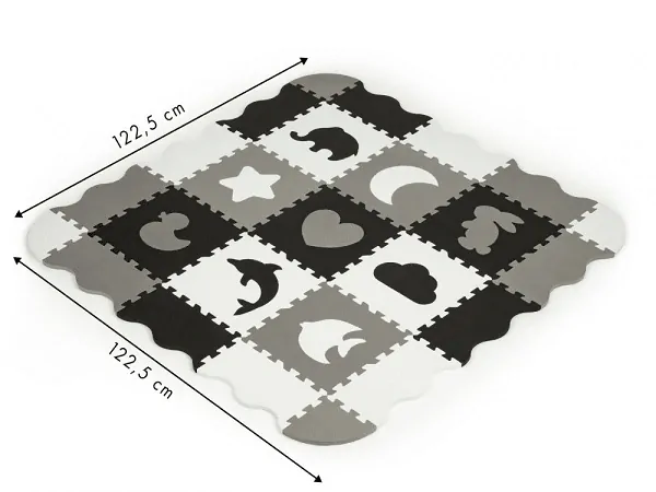Eco Toys Pěnové puzzle na zem - Zvířátka černo-bílé 122x122 cm