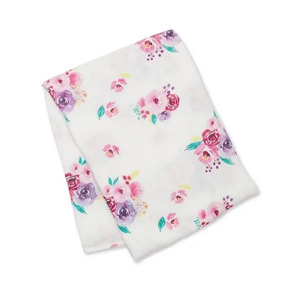 Lulujo Narozeninová sada - Bambusová plena 120x120 + čepička Posies