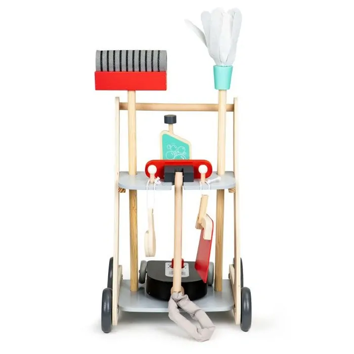 Dřevěný úklidový vozík s doplňky - Ecotoys