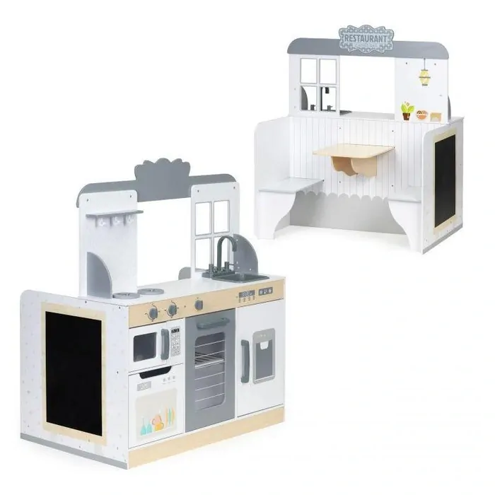 Velká dřevěná kuchyň s restaurací a posezením 2v1 - Ecotoys