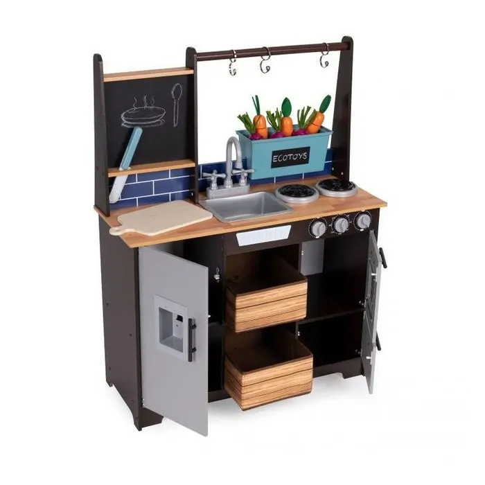 Velká dřevěná kuchyň s doplňky Ecotoys