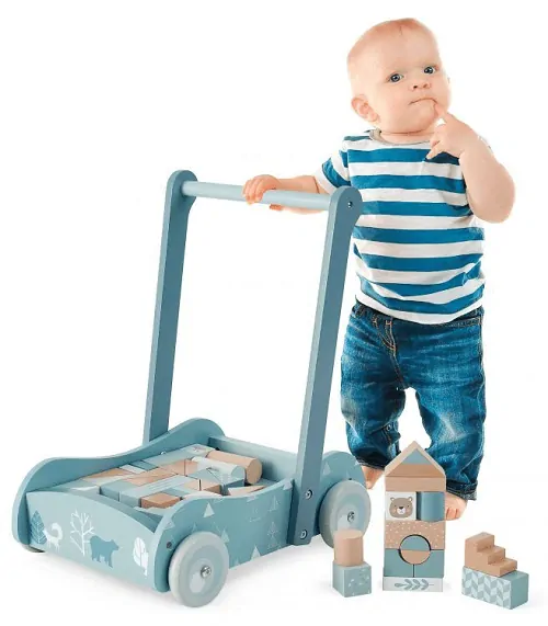 Eco Toys Dřevěné chodítko s 46 kostkami