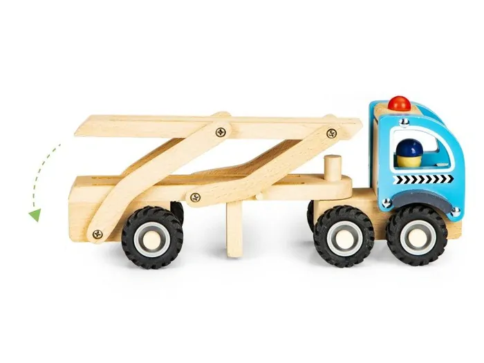 Dřevěný odtahový vůz + 4 autíčka Ecotoys