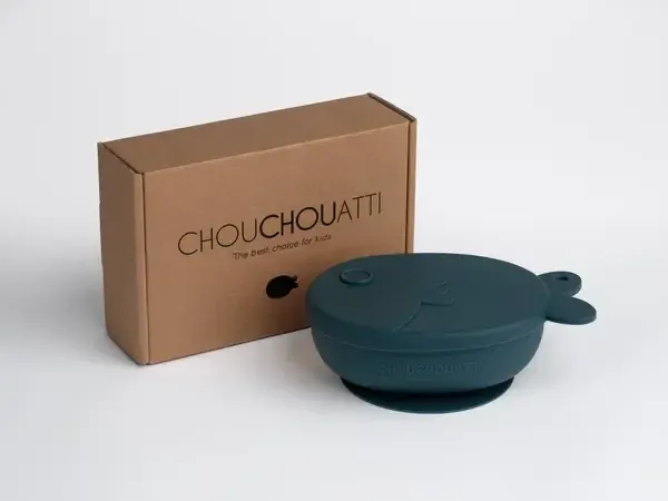 Chouchouatti Silikonová miska s přísavkou - Fish, navy