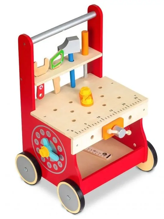Eco Toys - Dřevěné chodítko s montážním stolem