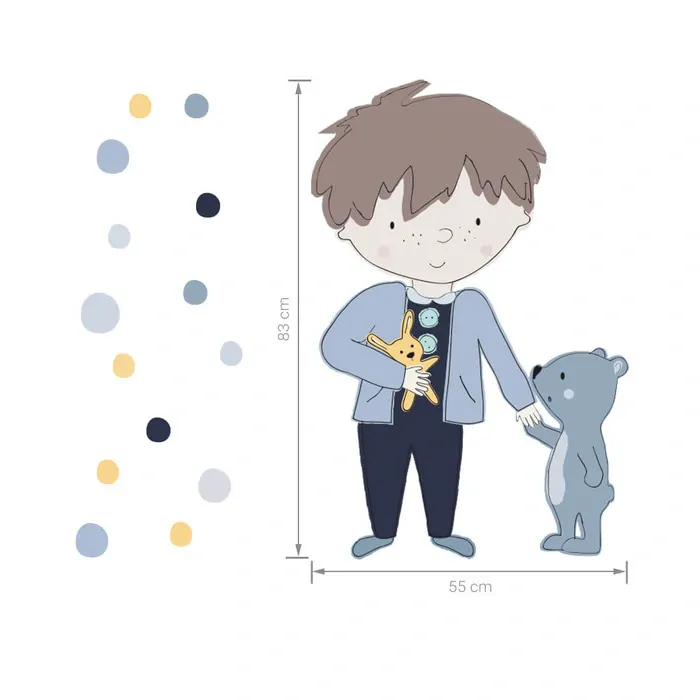 Samolepky na zeď - Teddy, světle modrý