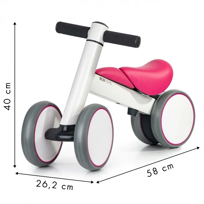Eco Toys Odrážedlo pro nejmenší, nastavitelné řídítka i sedadlo - růžové