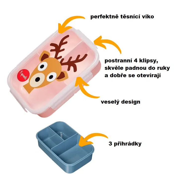 3 Sprouts Svačinový box - Jelen