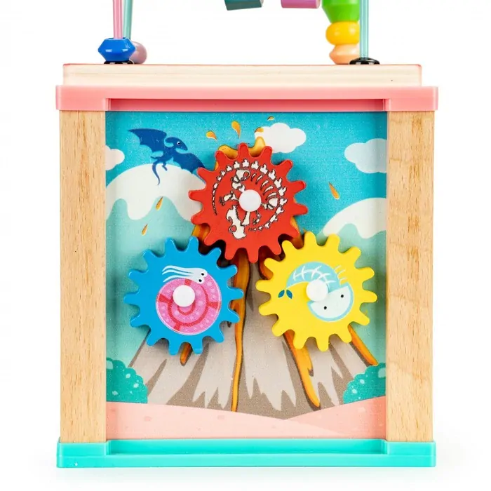 Dřevěná vkládací kostka s abecedou Ecotoys - Dino