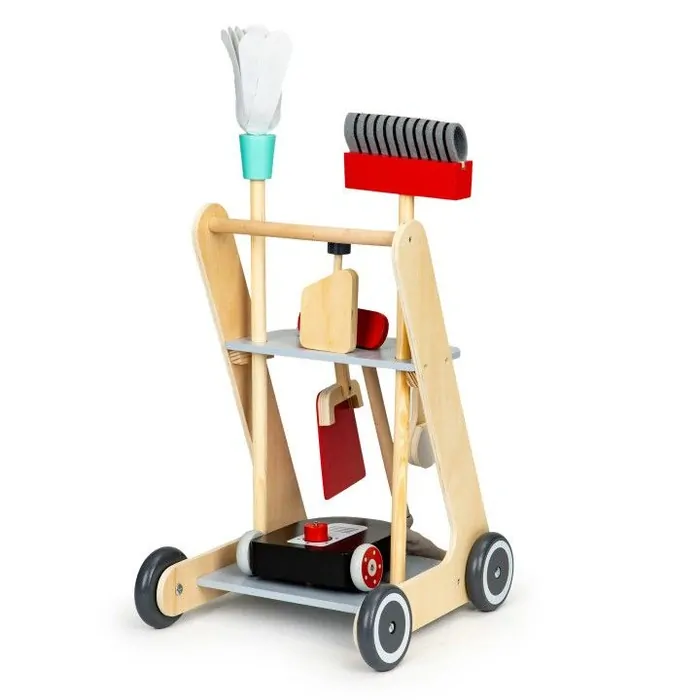 Dřevěný úklidový vozík s doplňky - Ecotoys