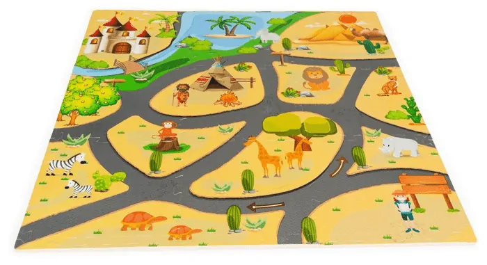 Eco Toys Pěnové puzzle na zem - Safari 93 x 93 cm