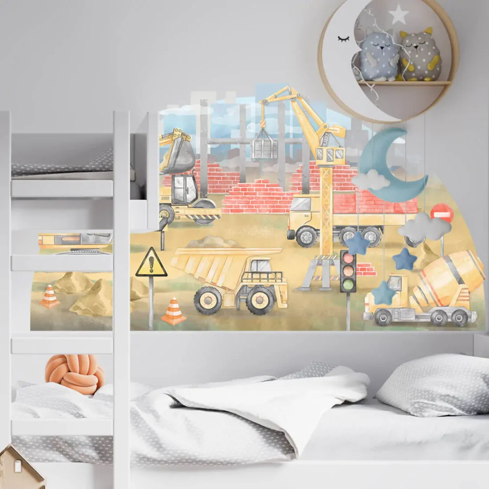 Samolepka na zeď - Stavba žlutá, 150 x 81 cm