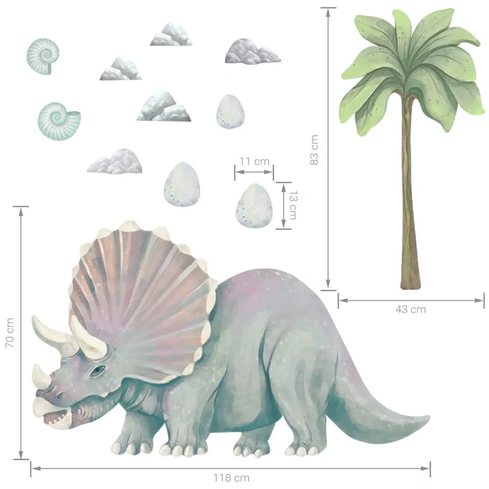 Samolepka na zeď - Triceratops XXL