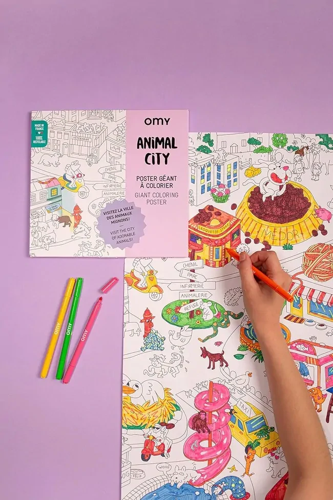 OMY Velký vybarvovací plakát - Animal City 70 x 100 cm