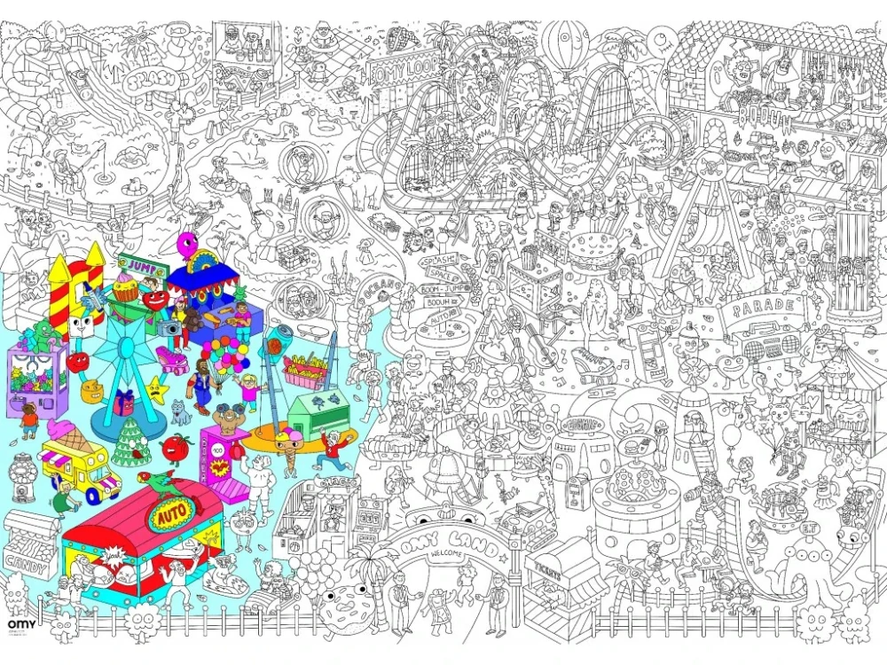OMY Velký vybarvovací plakát - Fun Park 70 x 100 cm