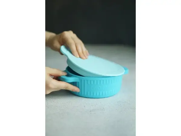 Chouchouatti Silikonová miska s víkem - Turquoise