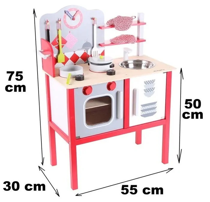 Dřevěná kuchyňka s vybavením - výška 75 cm