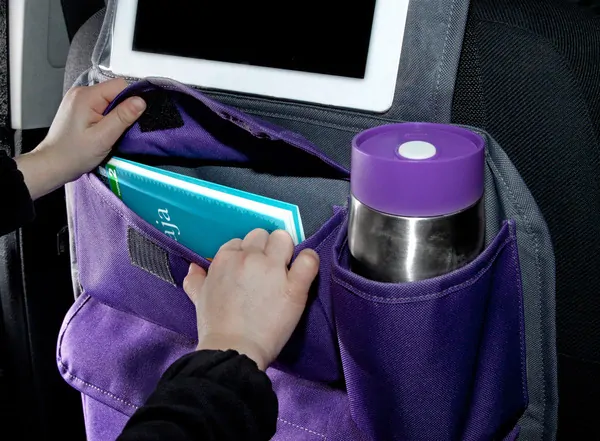 TULOKO Kapsář do auta pro děti + držák na tablet - fialový