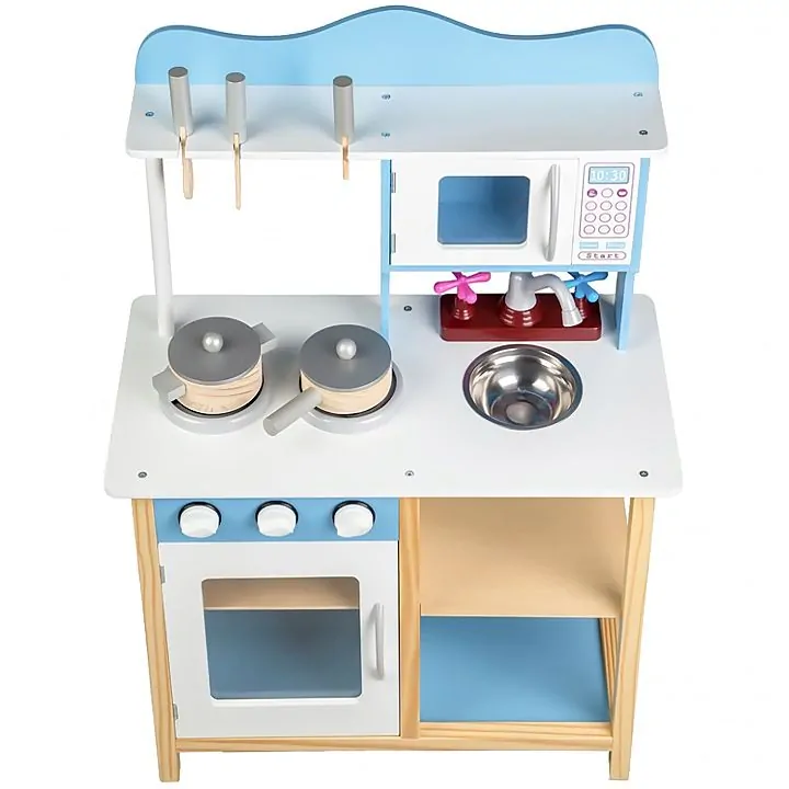 Dřevěná kuchyňka Ecotoys - modrá