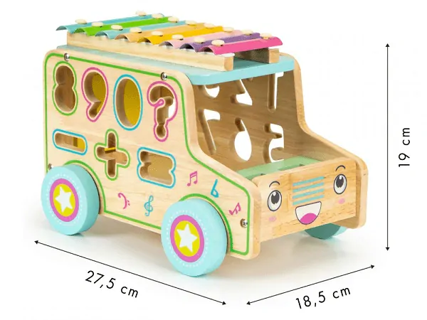 Dřevěný autobus s vkládacími čísly + cimbálky EcoToys