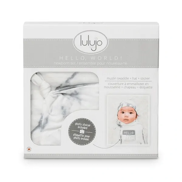 Lulujo Narozeninová sada - Bambusová plena 120x120 + čepička Marble