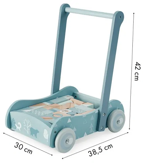 Eco Toys Dřevěné chodítko s 46 kostkami