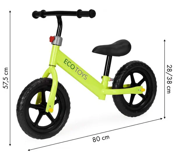 Eco Toys Dětské odrážedlo s nastavitelnou výškou sedadla - zelené