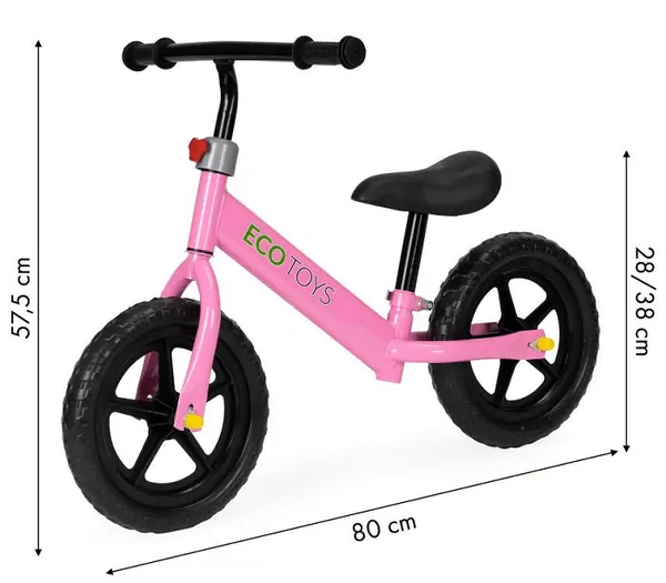 Eco Toys Dětské odrážedlo s nastavitelnou výškou sedadla - růžové