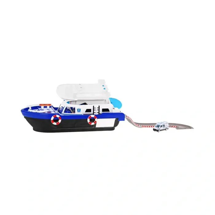 Policejní loď s heliportem a 3 vozidly