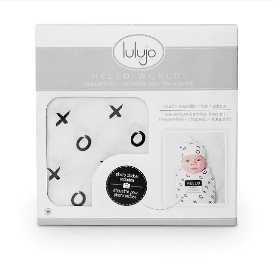 Lulujo Narozeninová sada - Bambusová plena 120x120 + čepička Hugs & Kisses
