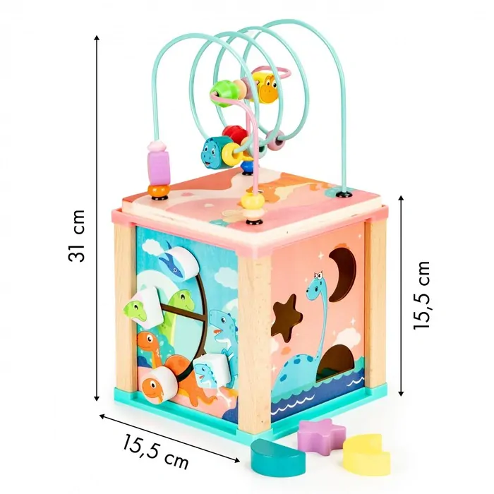 Dřevěná vkládací kostka s abecedou Ecotoys - Dino