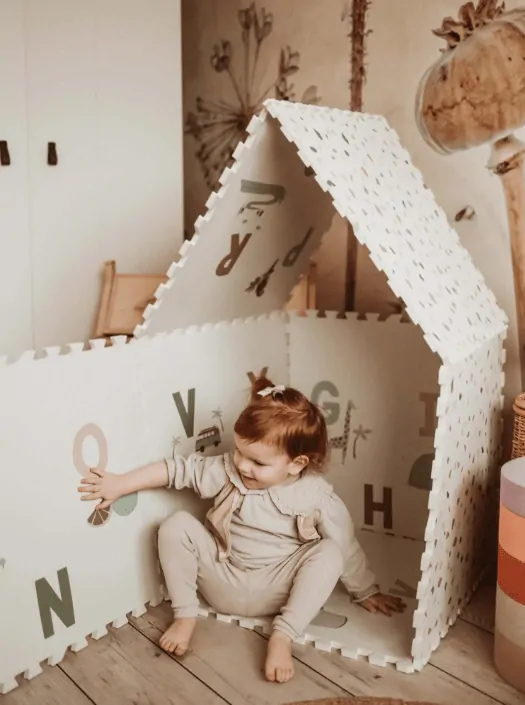Play&Go Pěnové puzzle, oboustranná hrací podložka/úložný box/hrací domeček 3v1 - Alphabet/Terrayyo