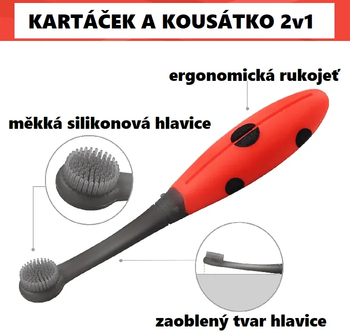 Mömbella Silikonový zubní kartáček - Beruška Dori, 6m+